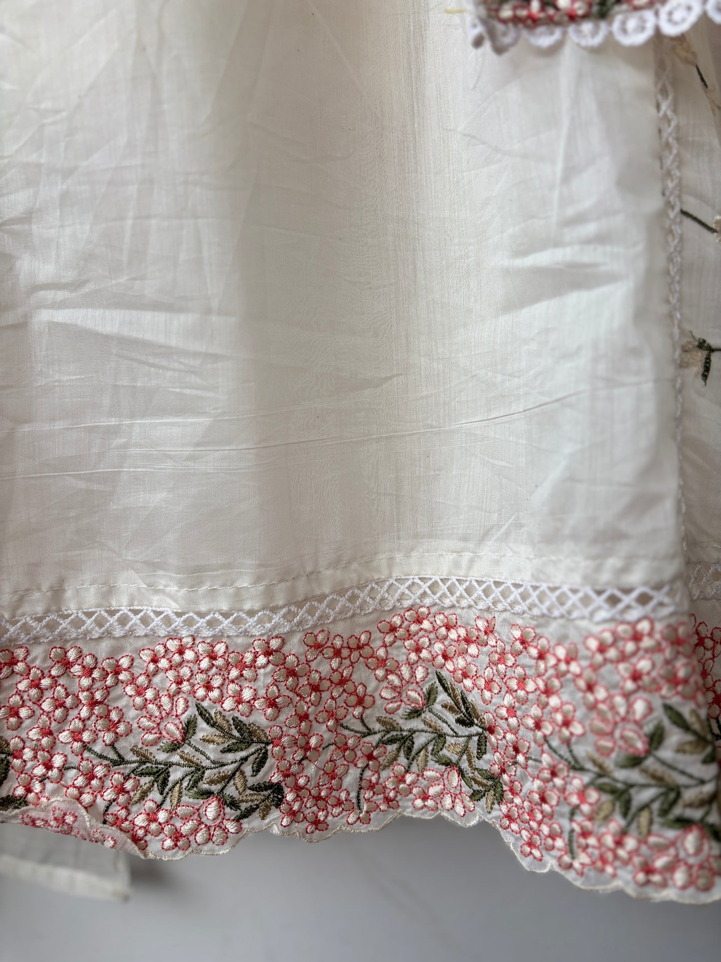 Ivory Mul Cotton Embroidered Suit